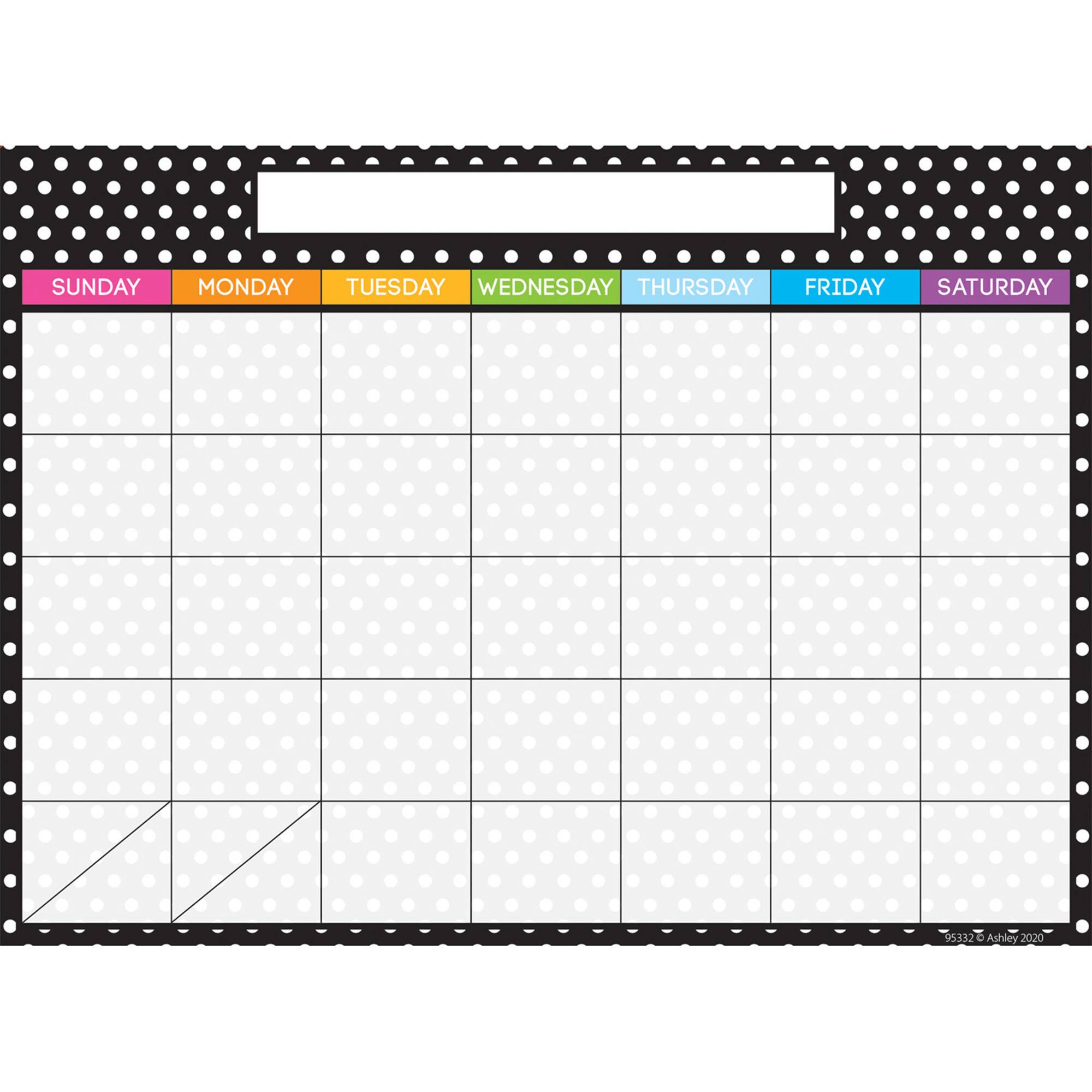 Ashley Productions Smart Poly® PosterMat Pals™ Space Savers BW Dots Calendar, 10ct.